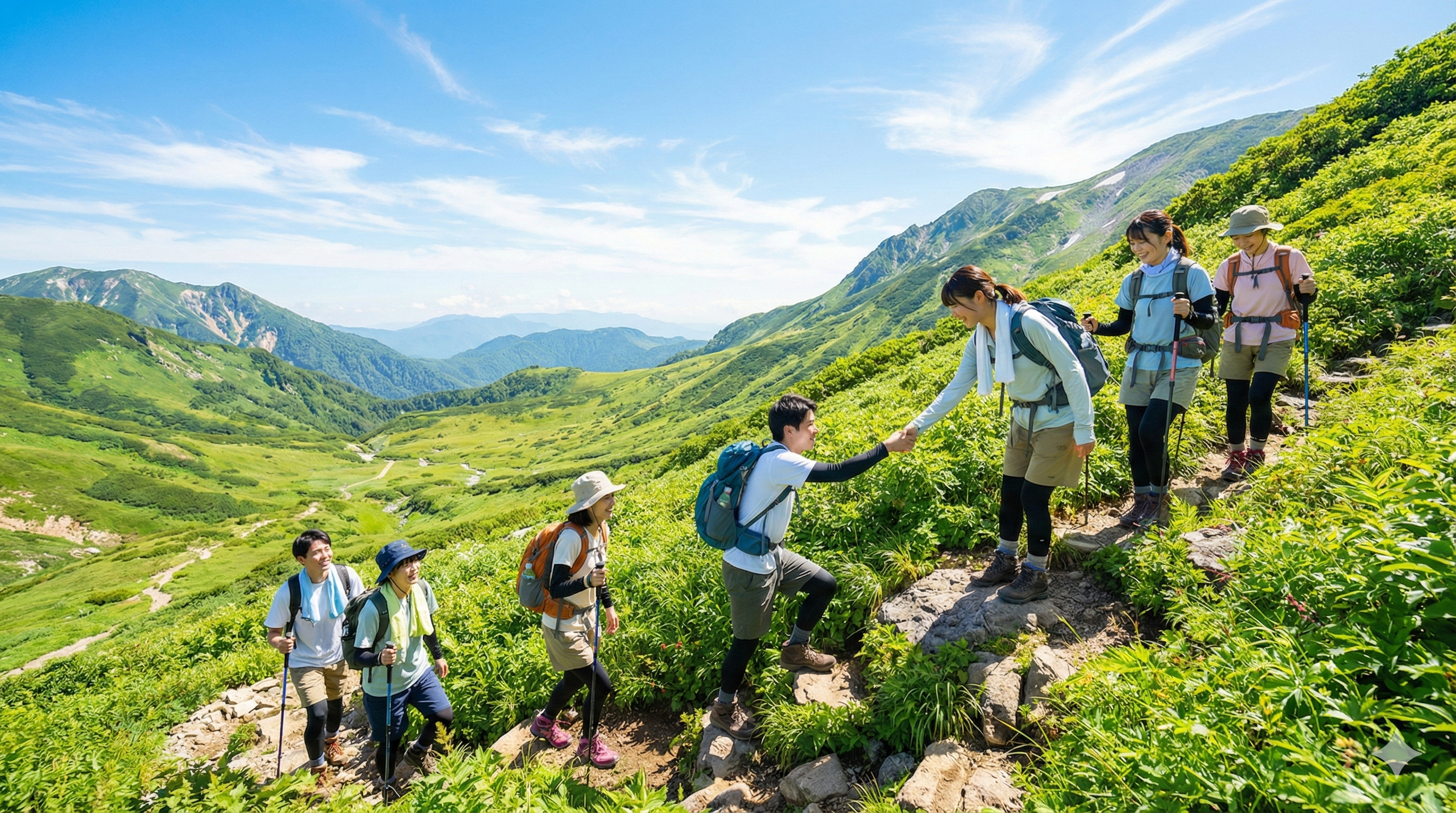 キャンプする男女