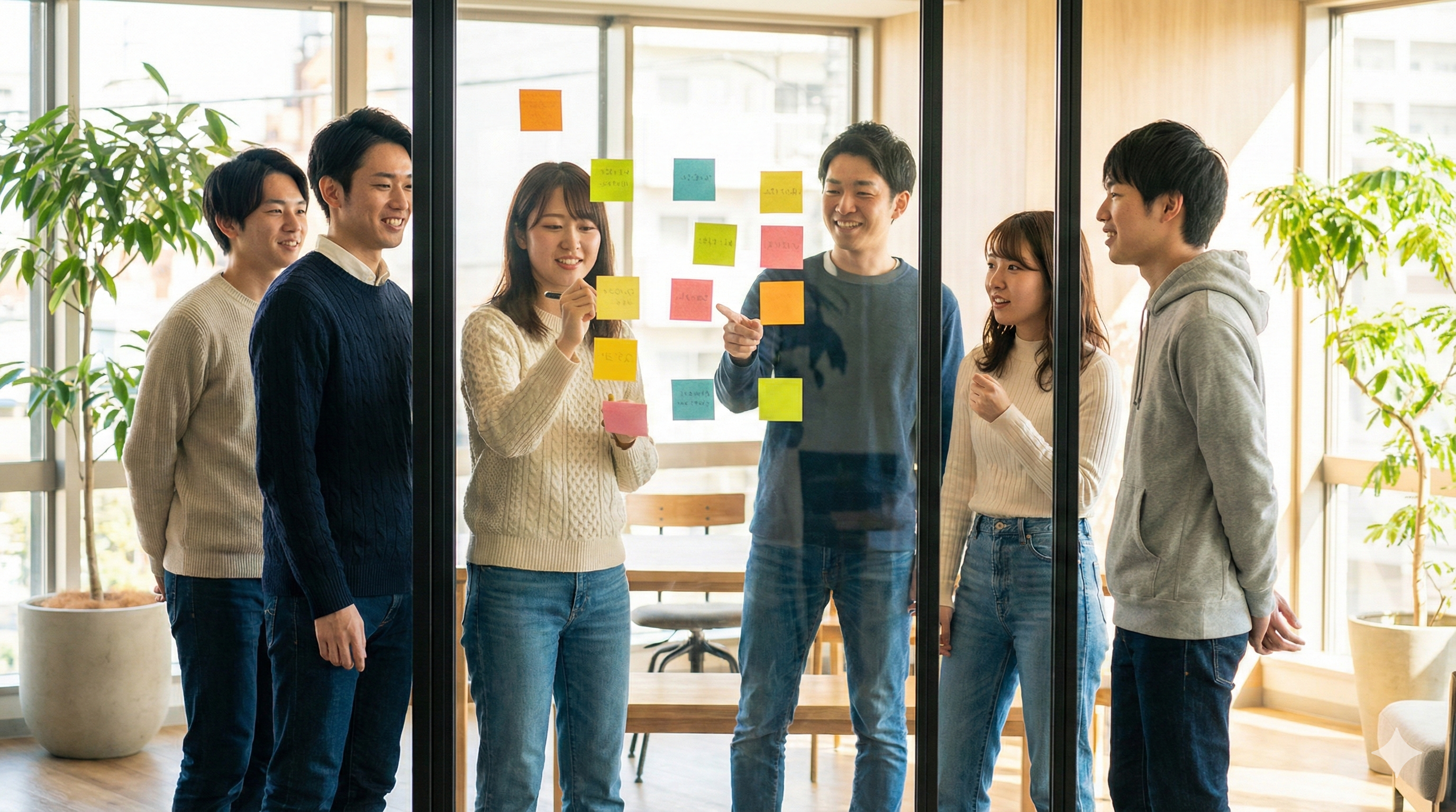 作戦会議をしている男女